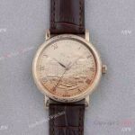 IWC Portofino Rose Gold Gold Roman Face Brown Leather Replica Watch